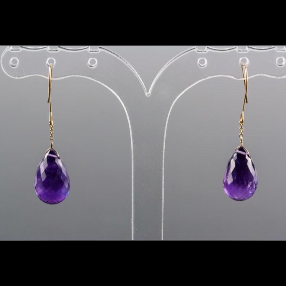 14k natural amethyst earrings with certificate